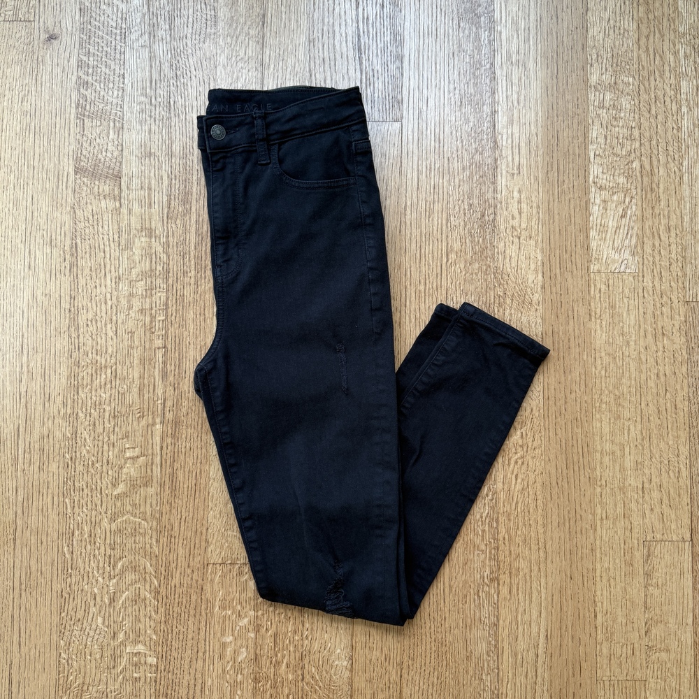 American Eagle Black Ripped Skinny Jeans